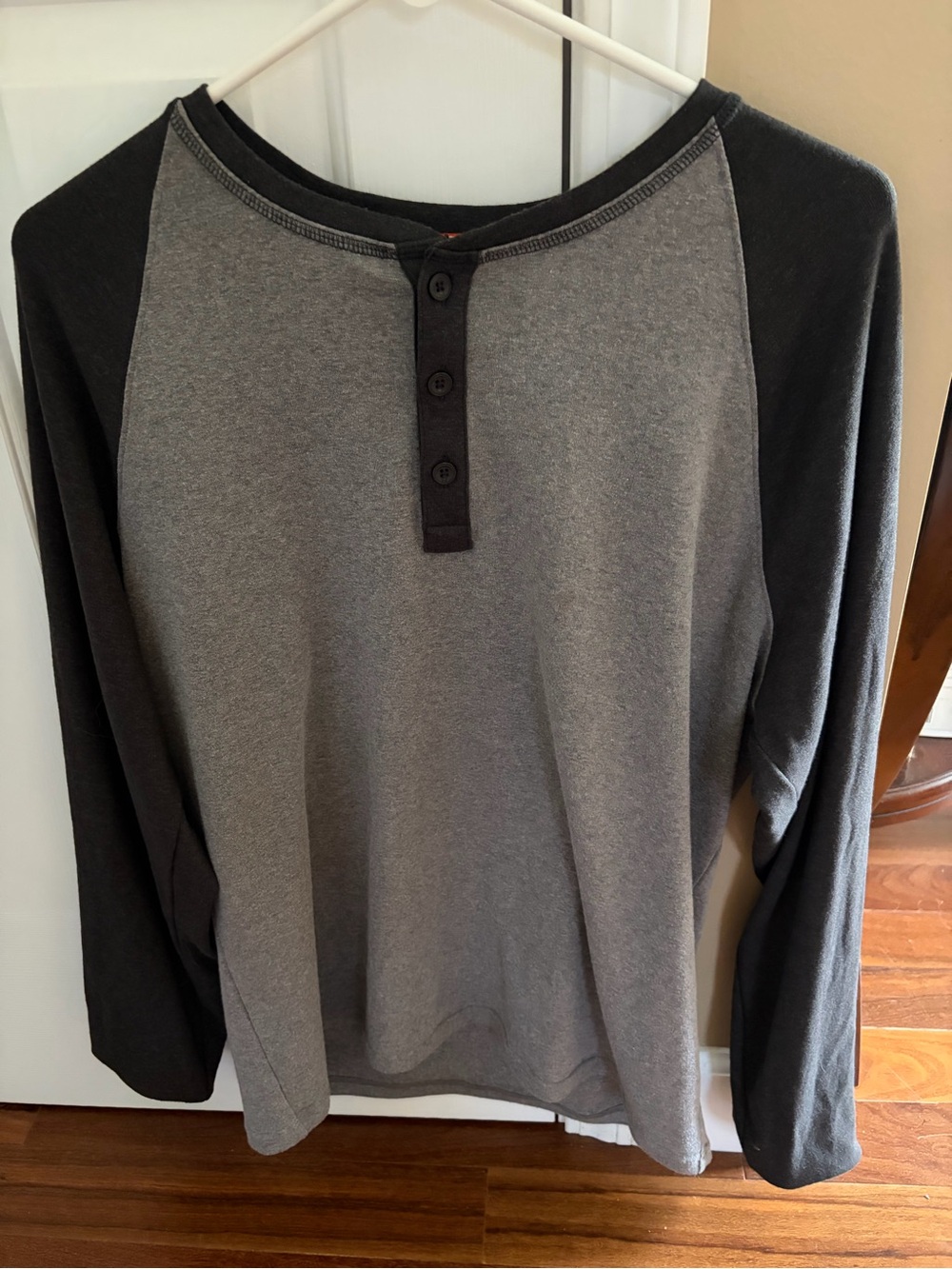 The Normal Brand Men's Puremeso Henley Long-Sleeve - Grey/Charcoal - Medium